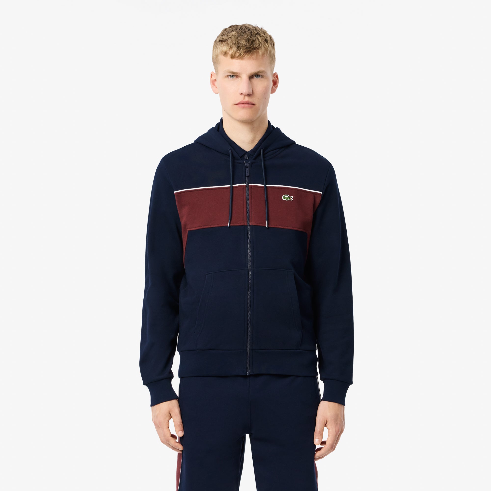 ZIP-UP COLOURBLOCK HOODIE Navy Blue/Bordeaux