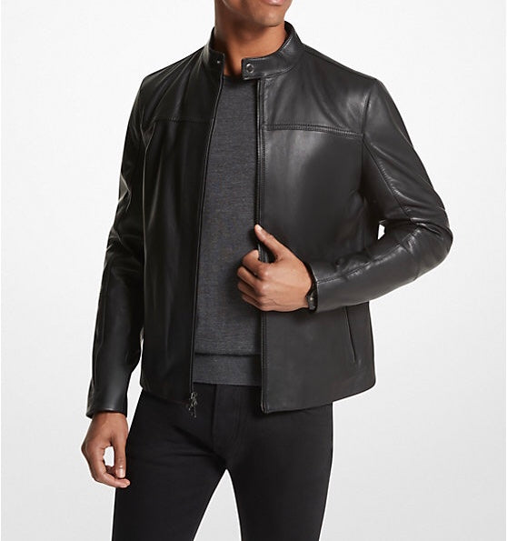 Leather Racer Jacket Black