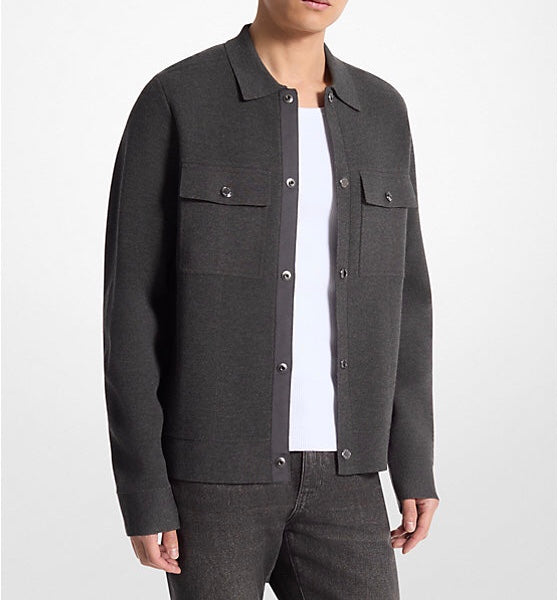 Viscose Blend Snap Jacket CHARCOAL