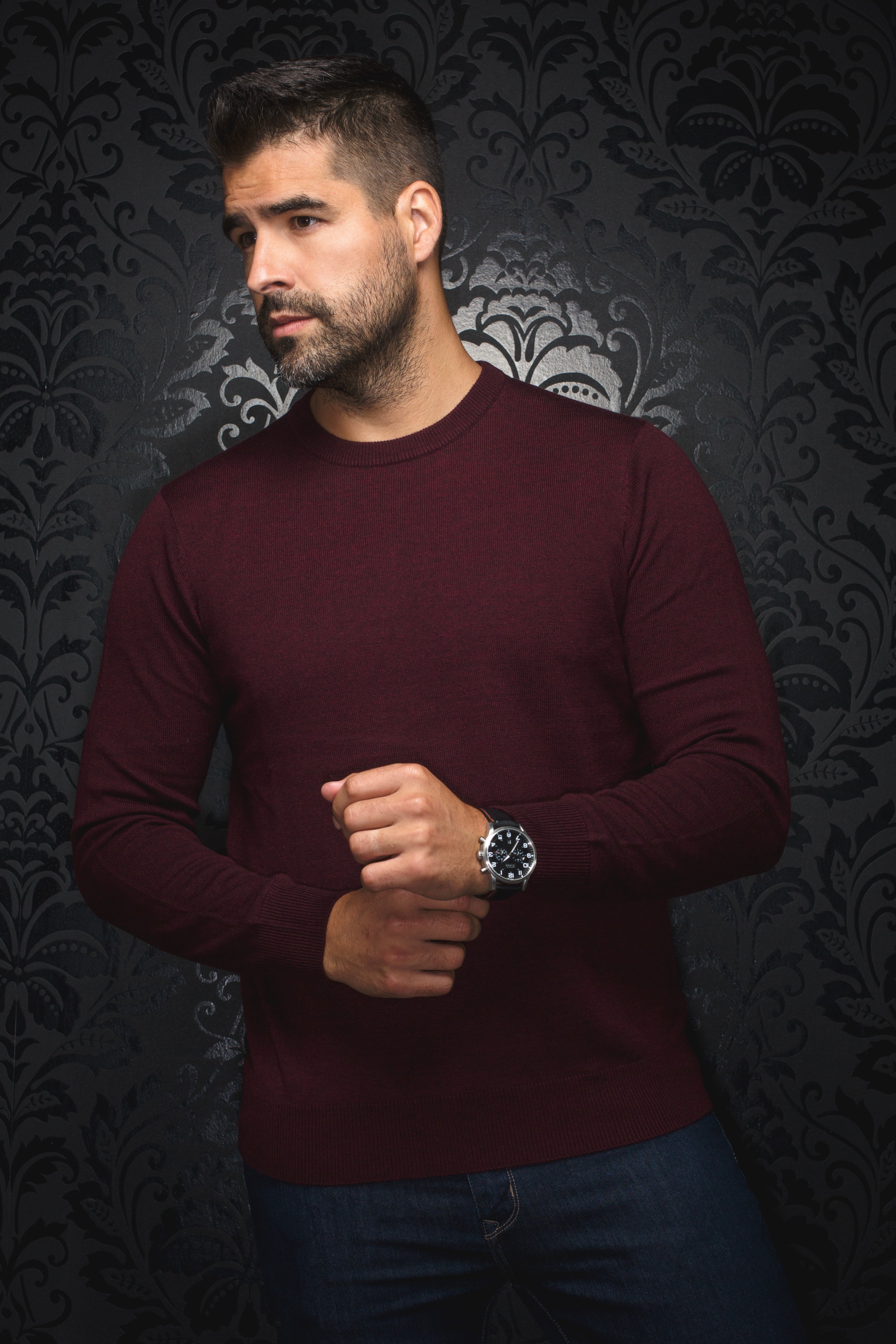 MERINO WOOL SWEATER | MARINI, BURGUNDY