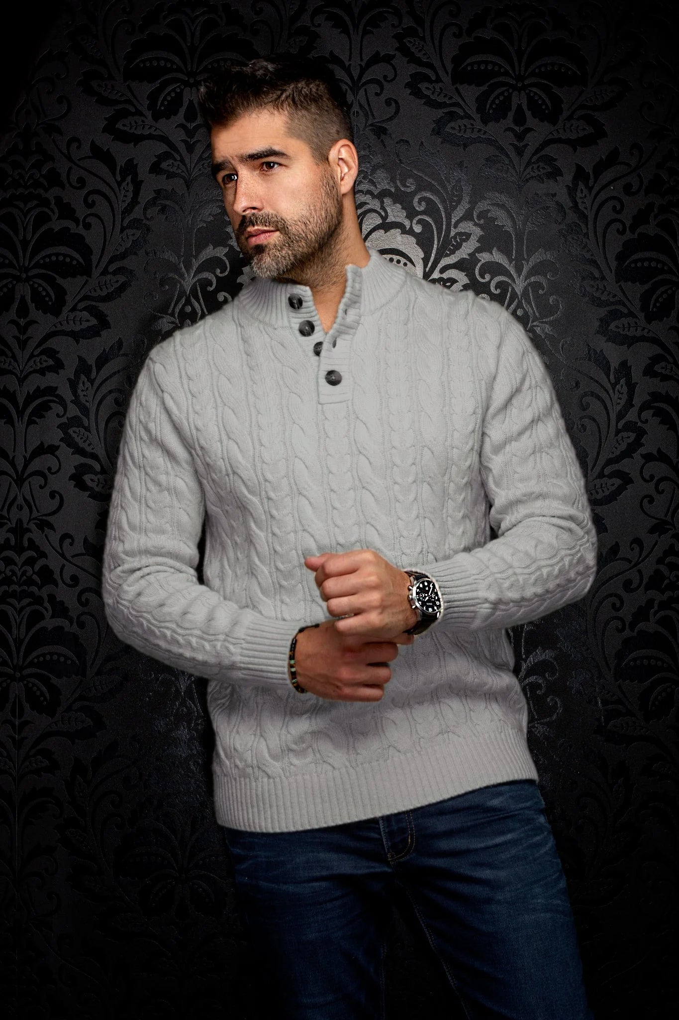 SWEATER  IN MERINOS WOOL | OSLO, LIGHT GREY