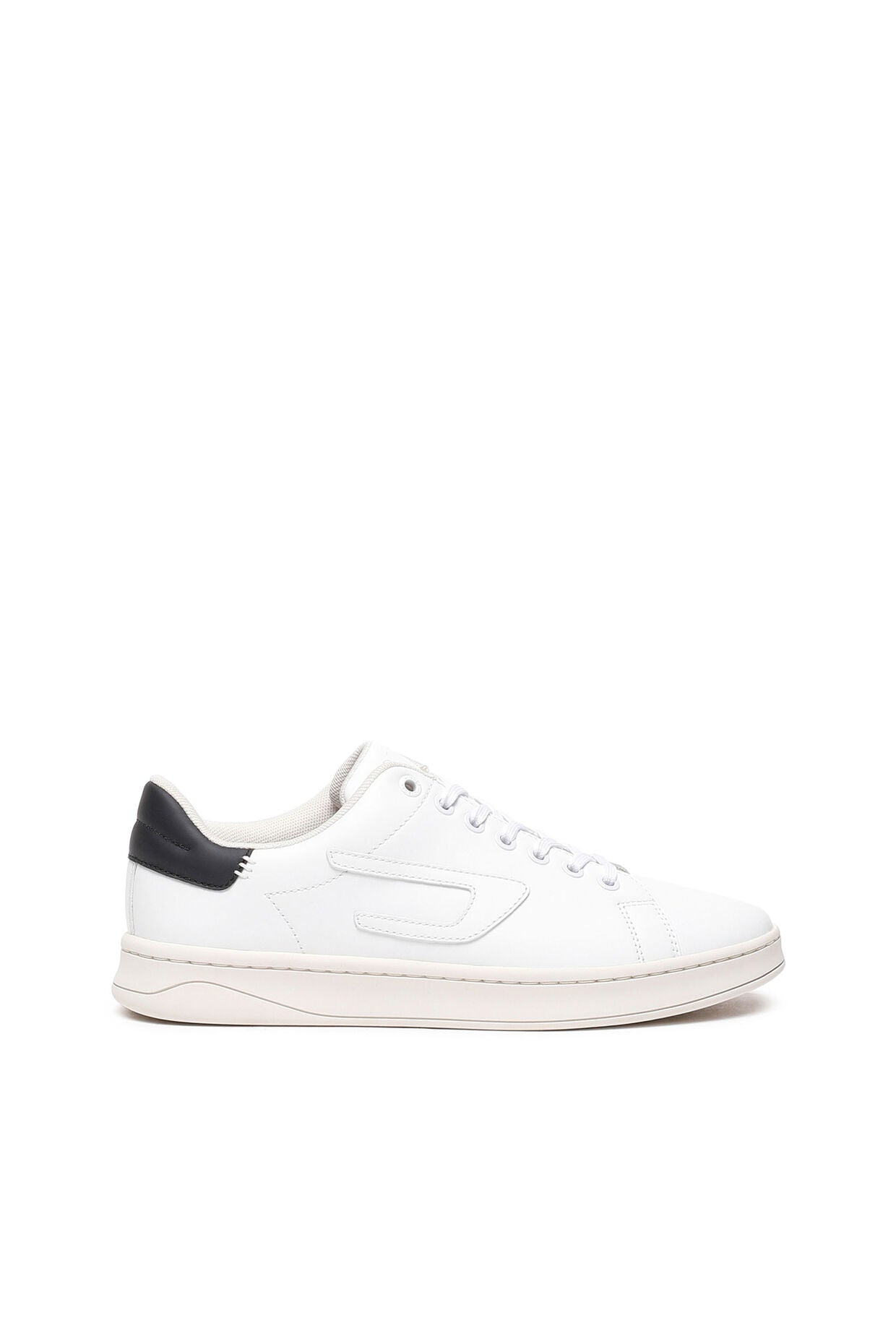 Low-Top Leather Sneakers with D Patch White/Black