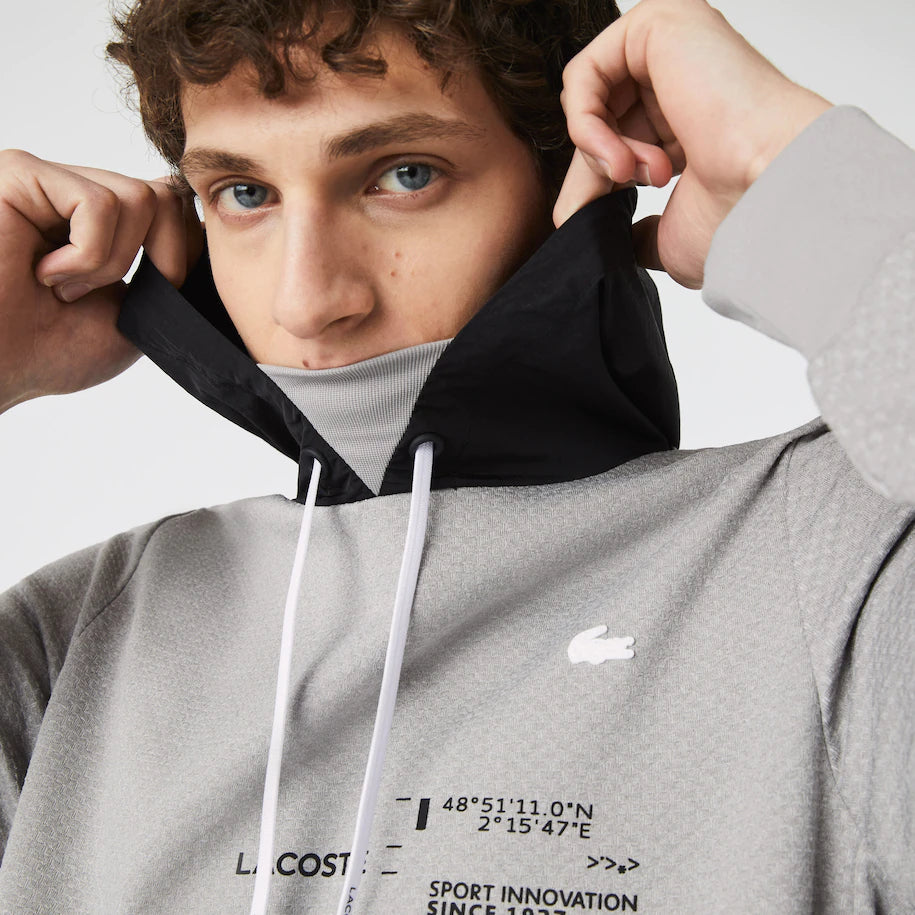Lacoste Sport Nylon Contrast Hood Pullover Jacket Grey/Black