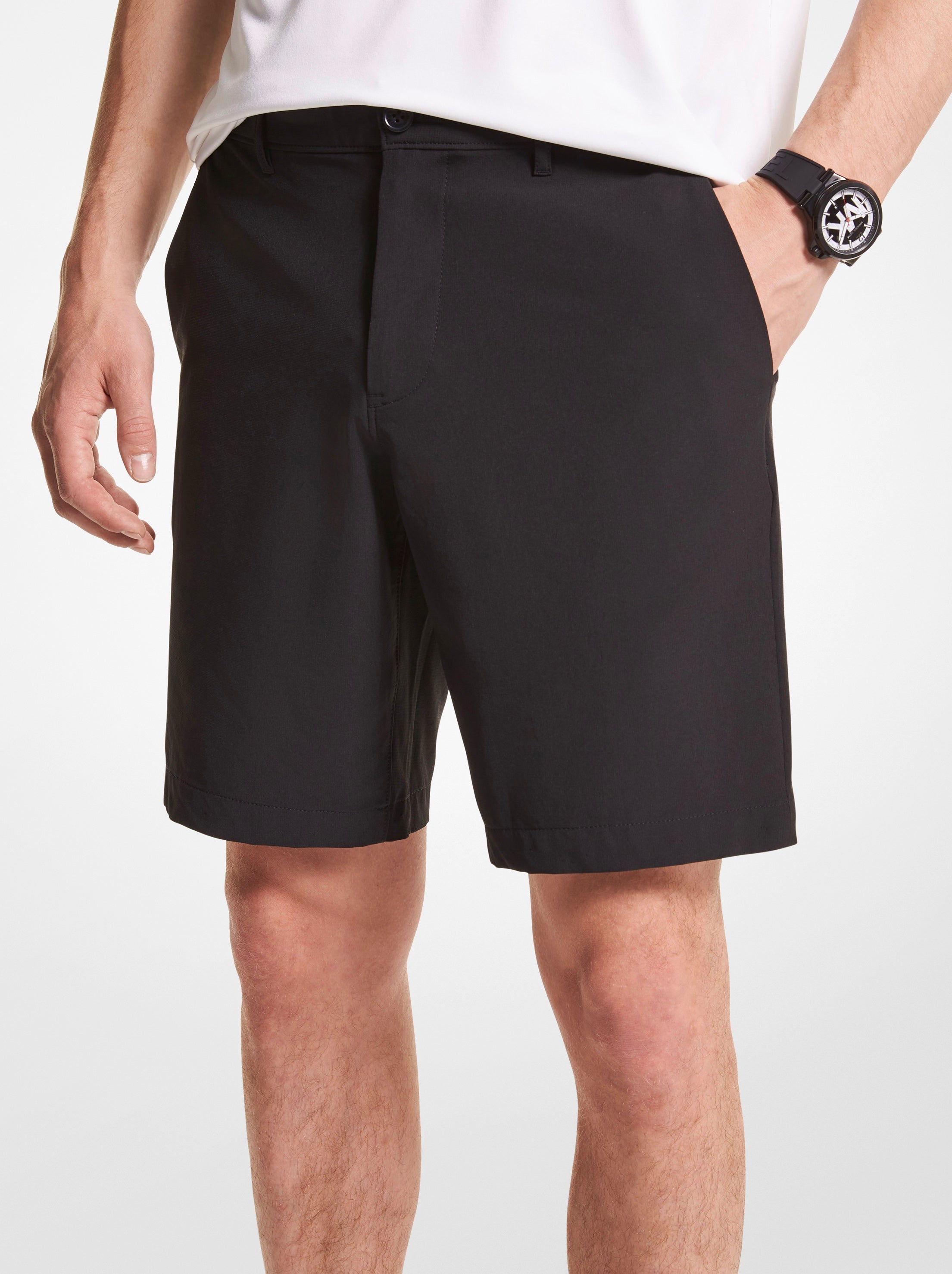 Michael Kors Slim Fit Stretch Black Chino Shorts