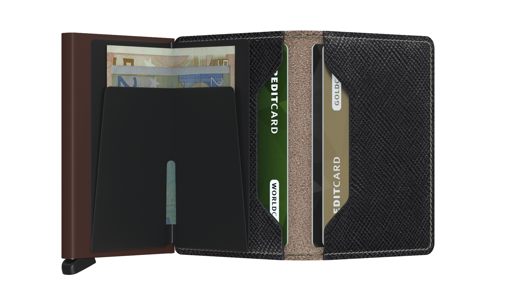 Secrid Slim Wallet Saffiano Brown/Brown RFID Secure Authorized Dealer Slimwallet Leather