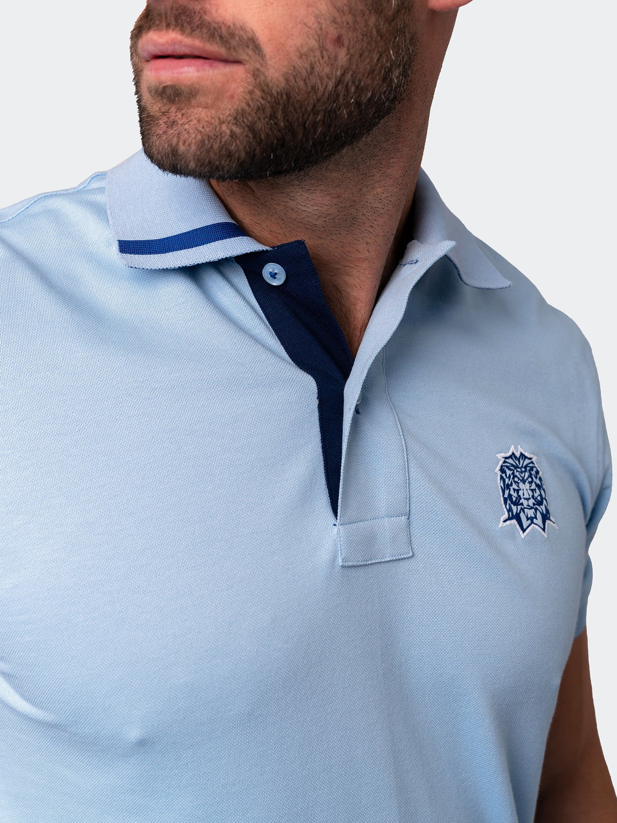 Maceoo Short Sleeve Polo Shirt Mozart Solid Tip Light Blue