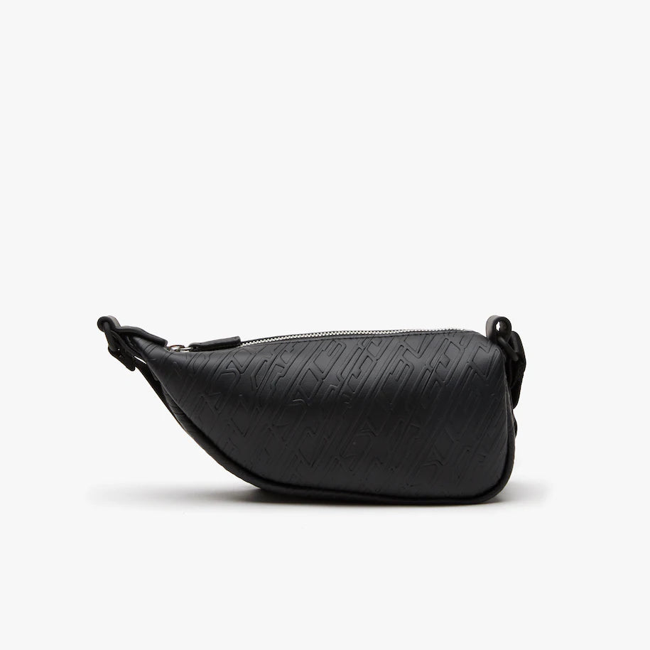 Unisex Lacoste Logo Print Shoulder Bag Black Small
