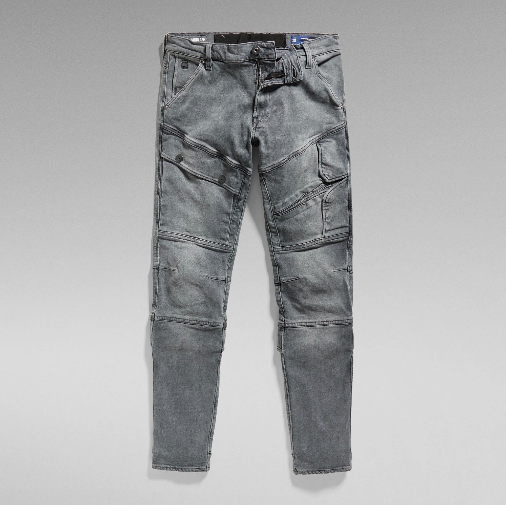 Airblaze 3D Skinny Jeans Sun Faded Moon Grey Italian Fabrics Sustainab