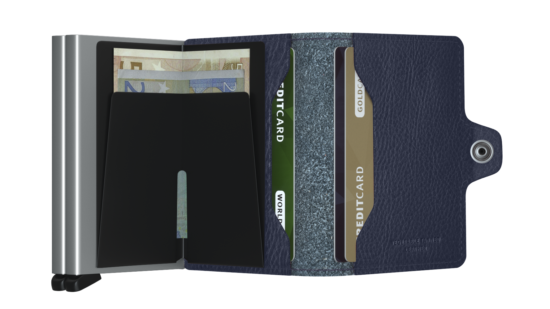 Secrid Twinwallet Veg Navy-silver RFID Secure Twin-wallet authorized dealer Leather