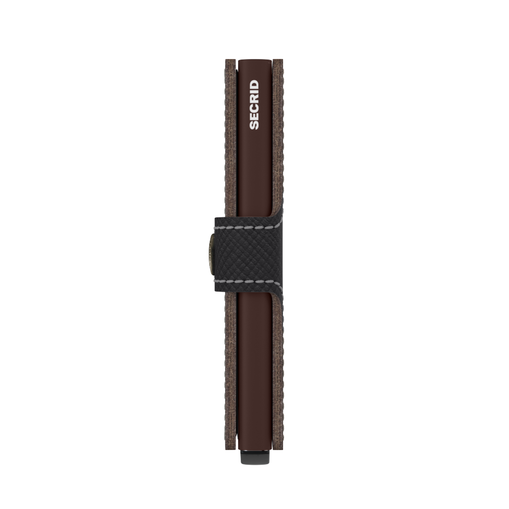 Secrid Mini Wallet Saffiano Brown/Brown RFID Secure Authorized Dealer Miniwallet Leather