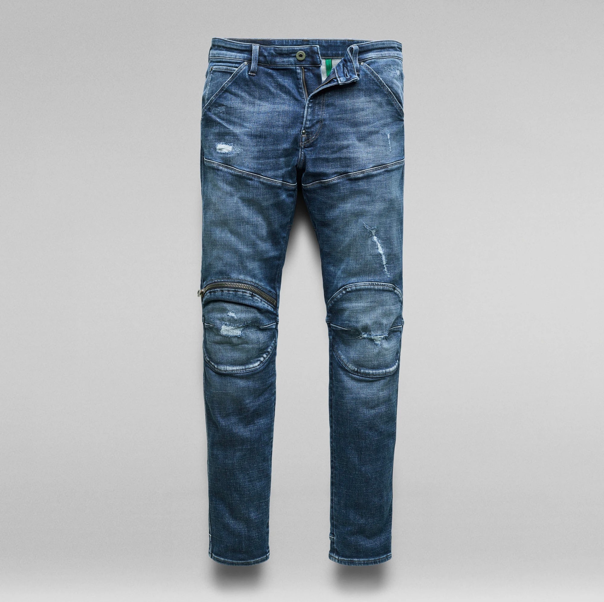 5620 3D Zip Knee Skinny  Elwood Superstretch Faded Ripped Baltic Sea