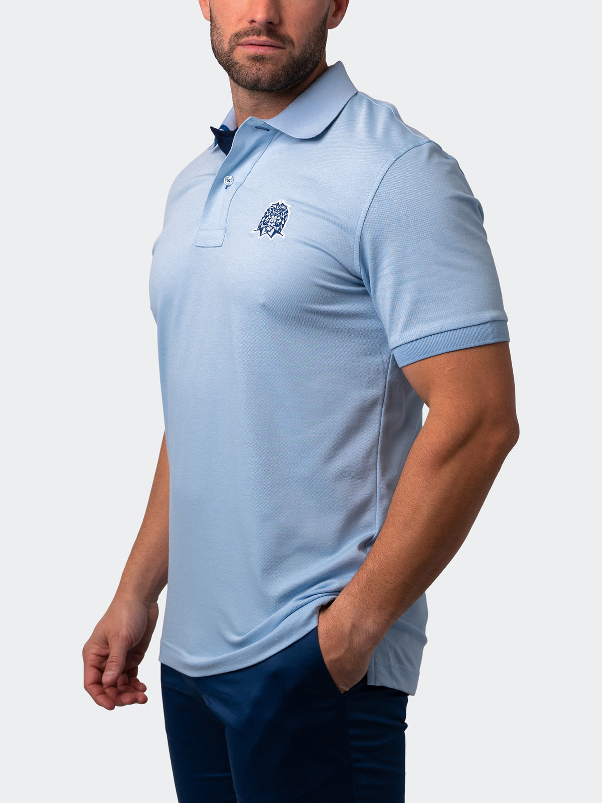 Maceoo Short Sleeve Polo Shirt Mozart Solid Tip Light Blue