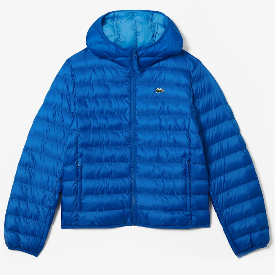 Lacoste Quilted Hooded Short Jacket Blue