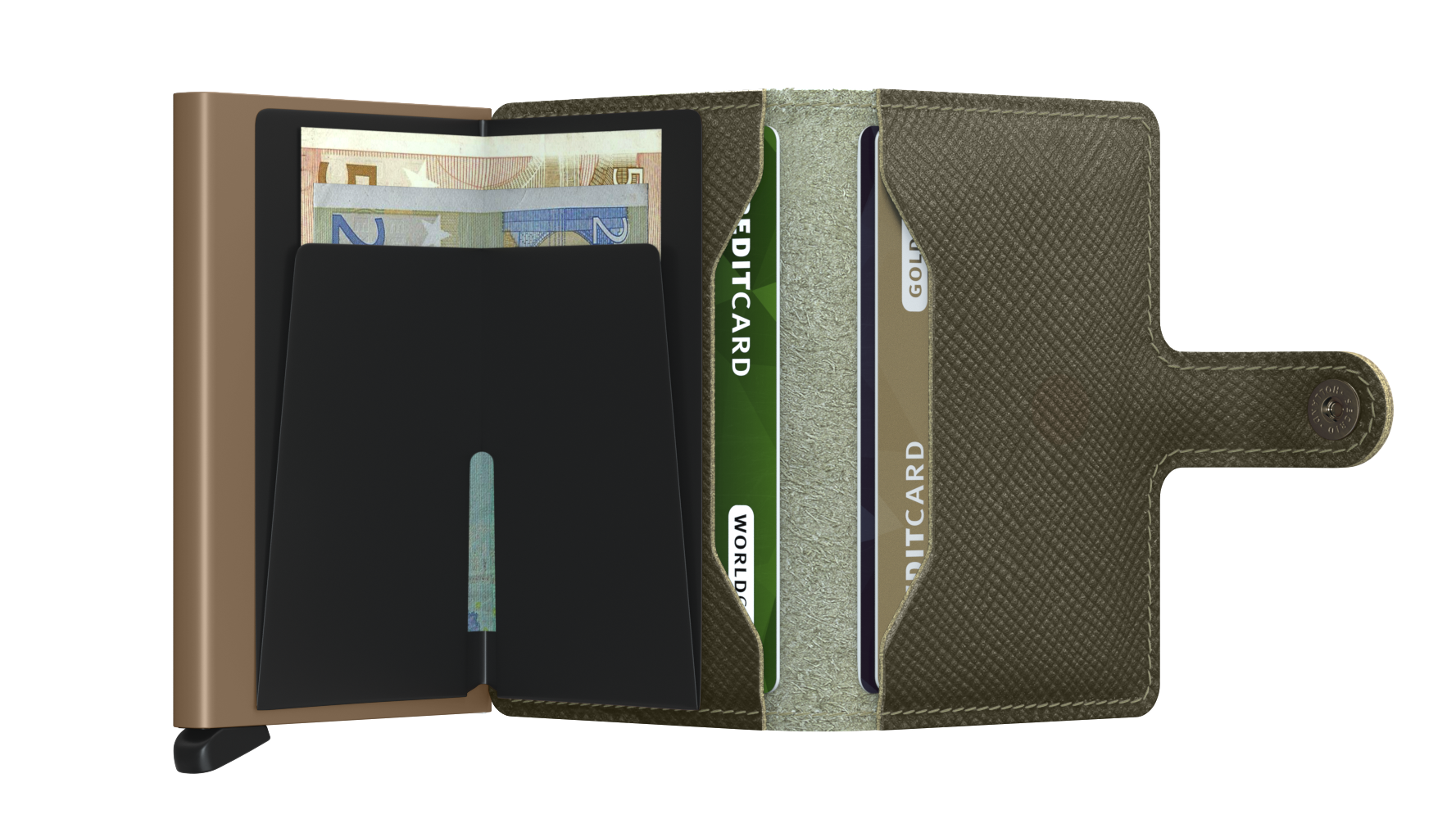 Secrid Miniwallet Saffiano Olive Green RFID Secure Authorized Dealer Genuine Leather