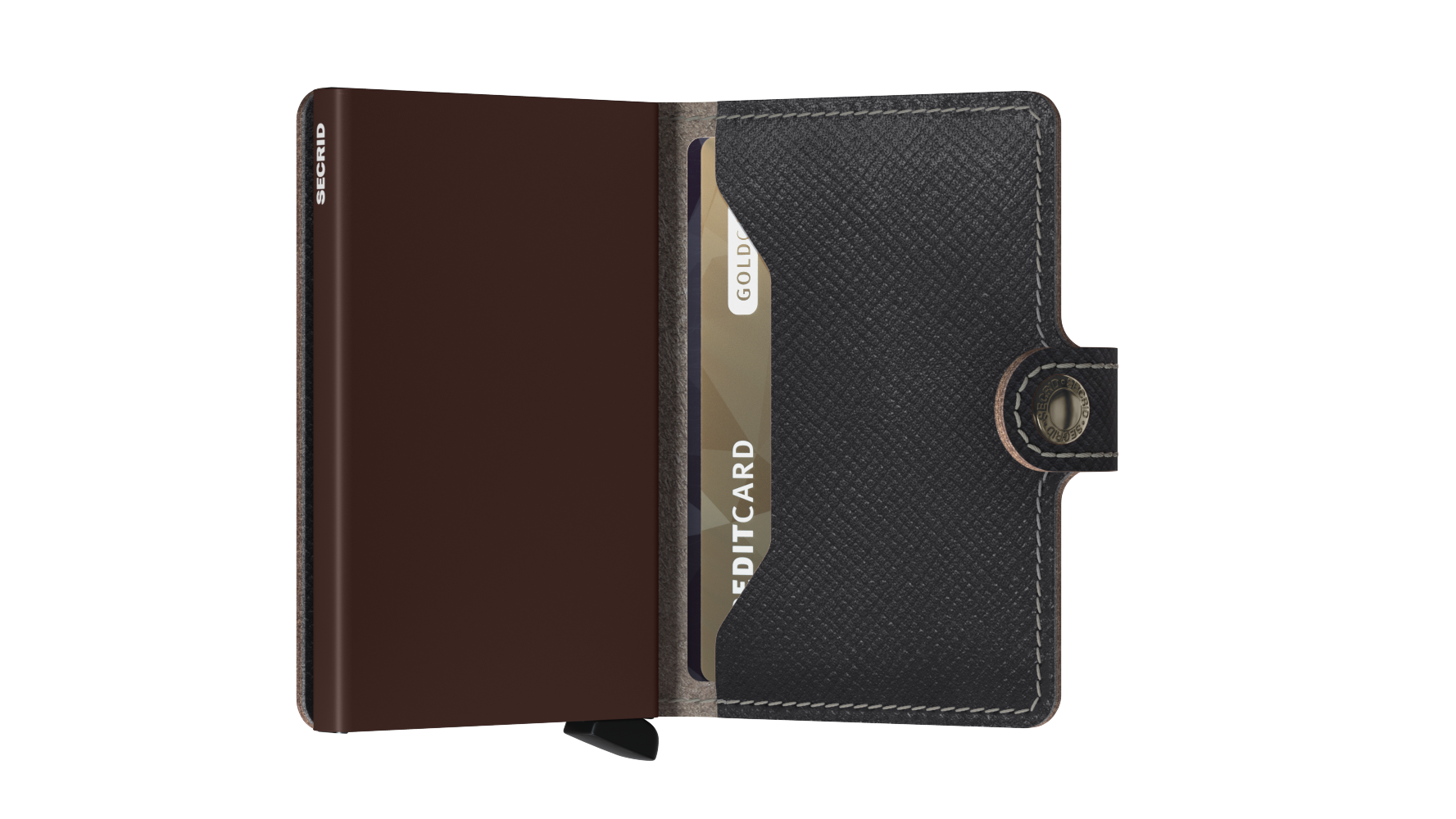 Secrid Mini Wallet Saffiano Brown/Brown RFID Secure Authorized Dealer Miniwallet Leather