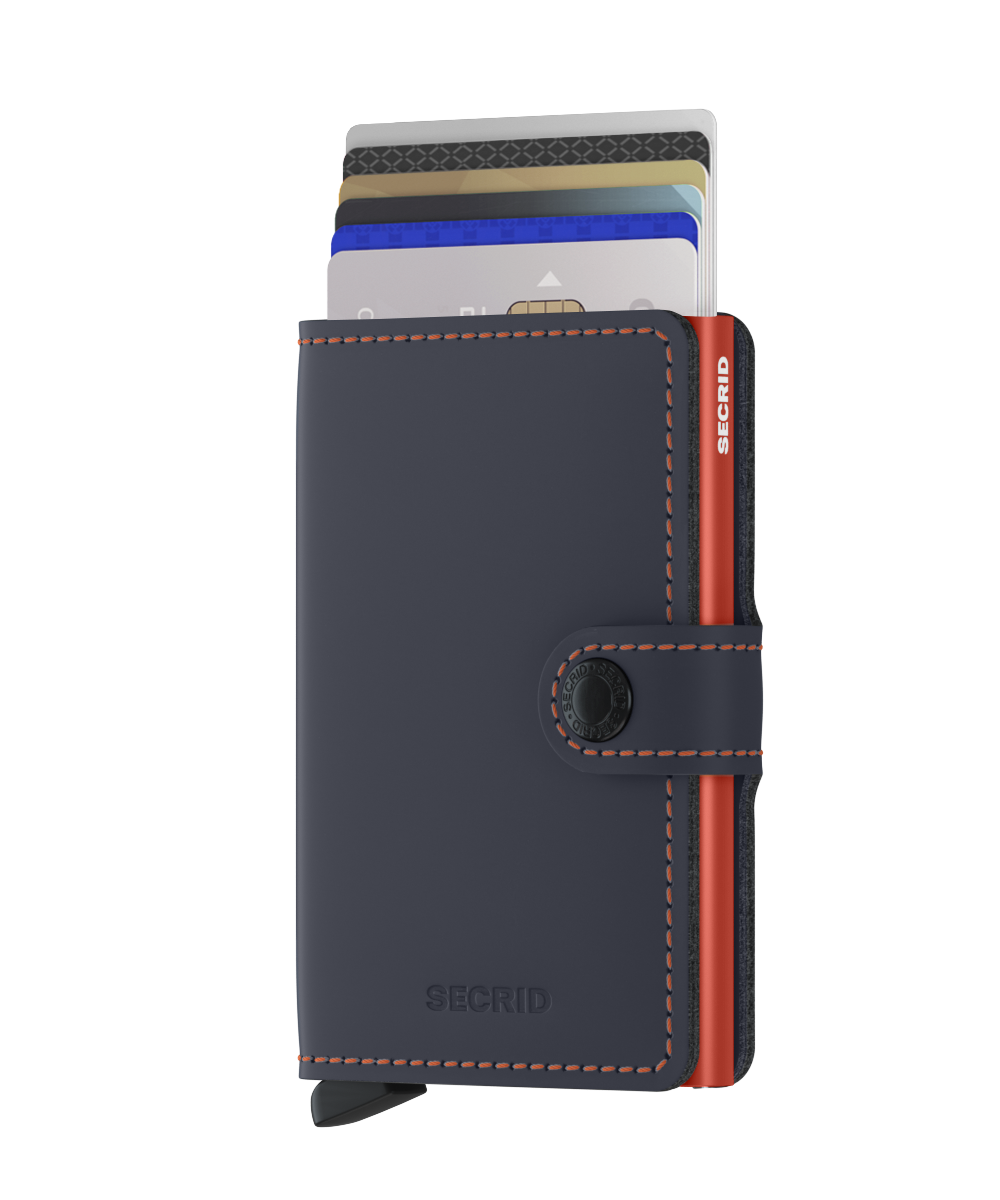 Secrid Miniwallet Matte Nightblue/Orange RFID Secure Mini Wallet Authorized Dealer Genuine Leather