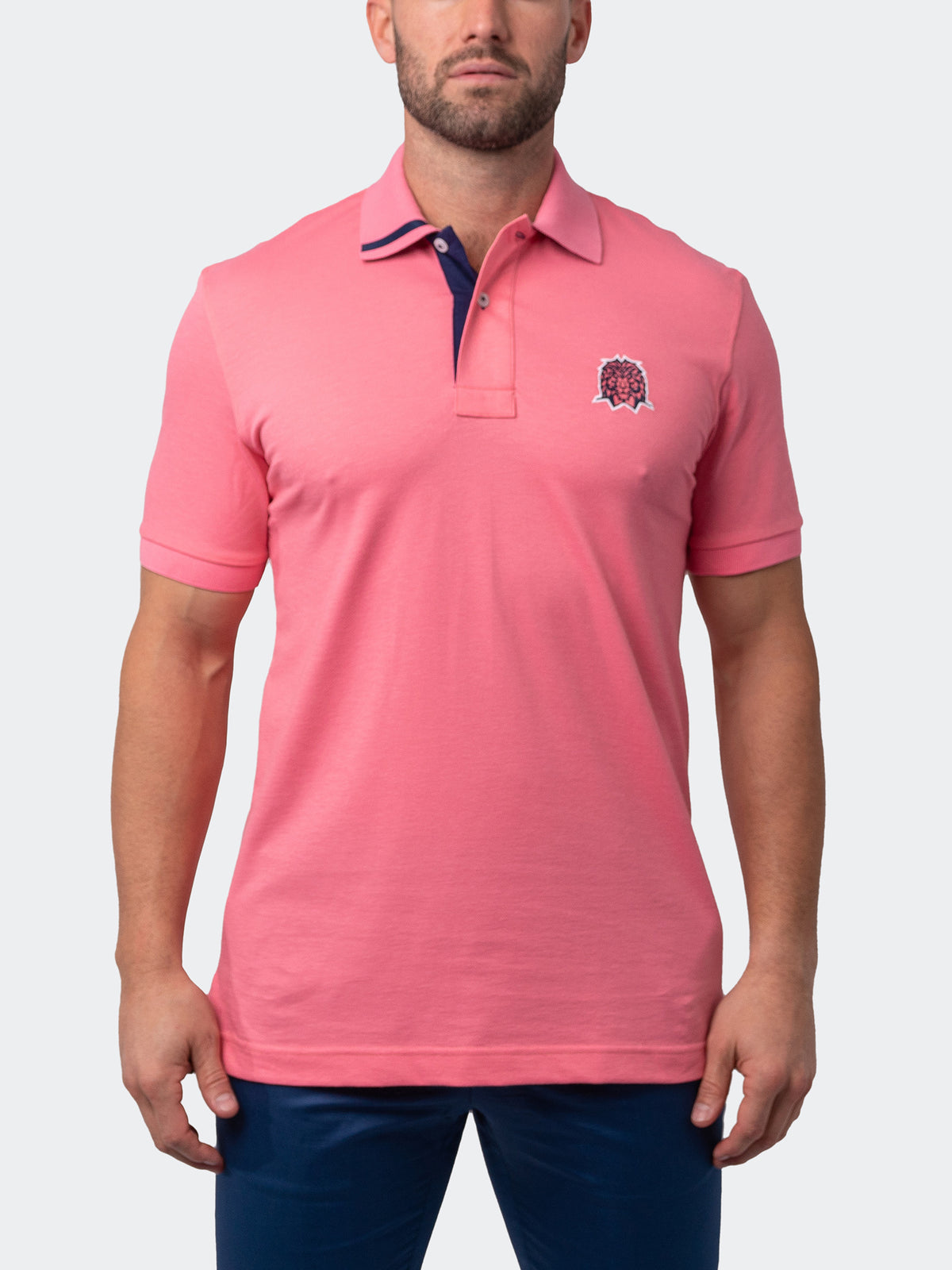 Maceoo Short Sleeve Polo Shirt Mozart Solid Tip Pink