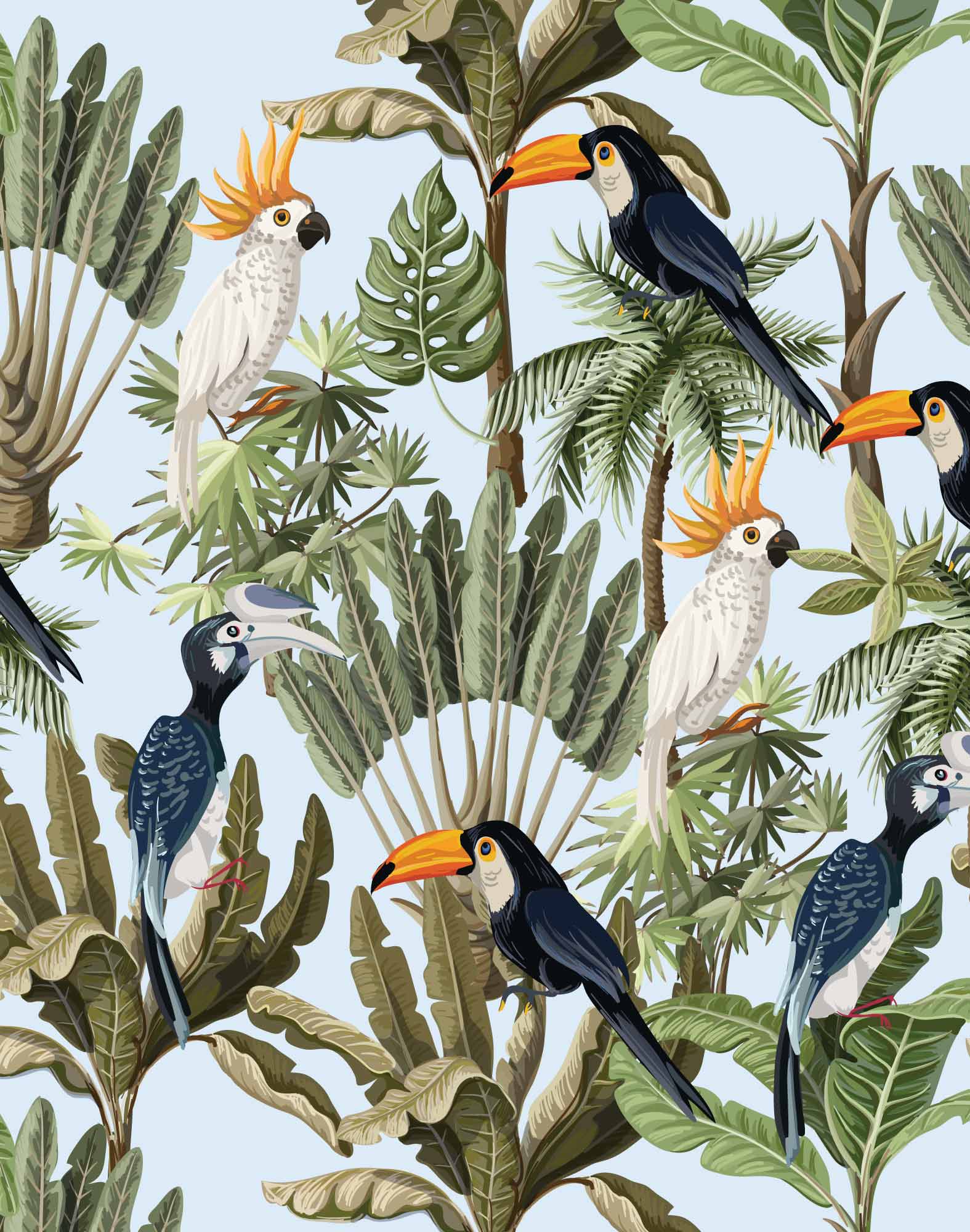 Fashion 2 Long cut  Junglelove Exotic birds toucan Print Underwear