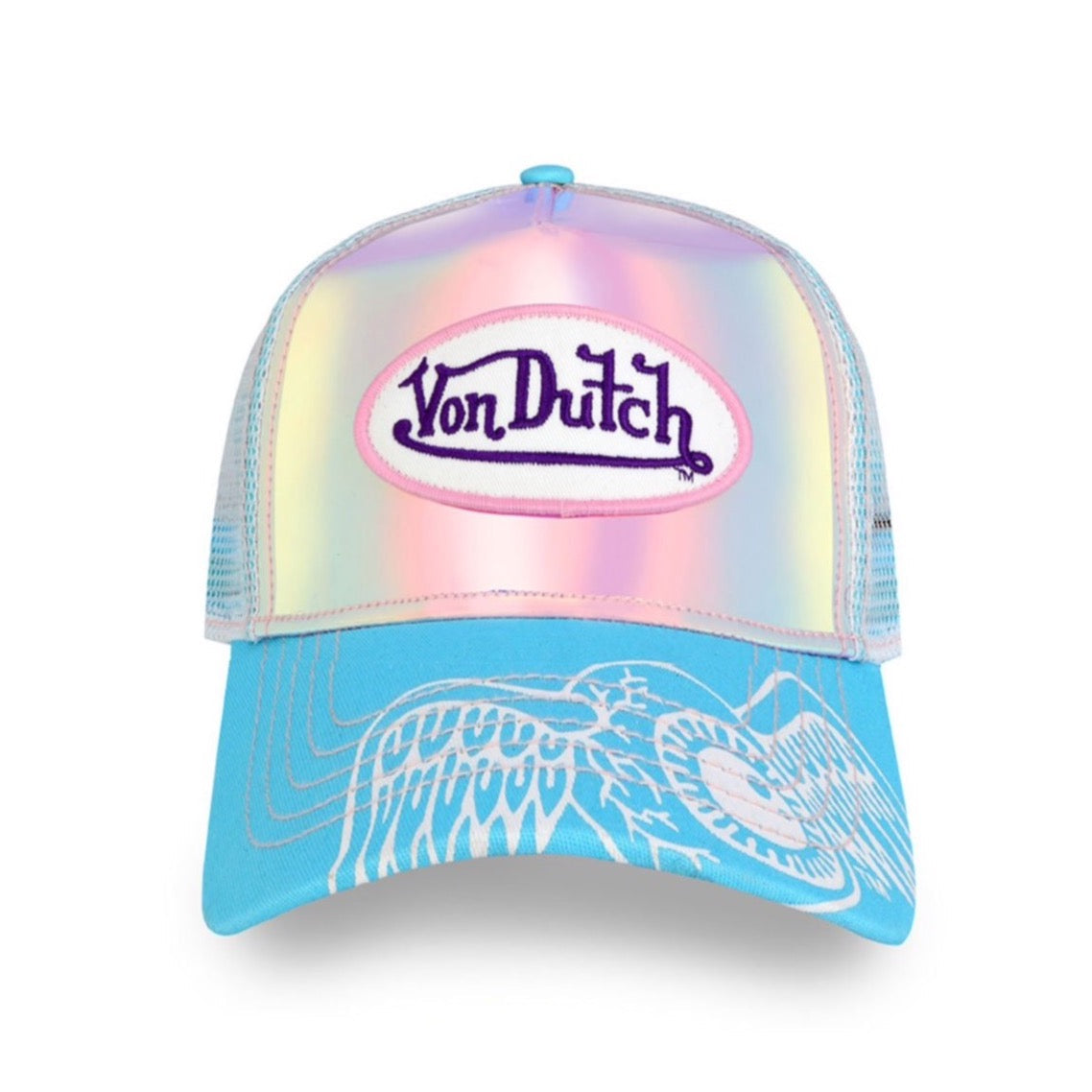 Von Dutch Hologram White/Blue eyeball Trucker hat