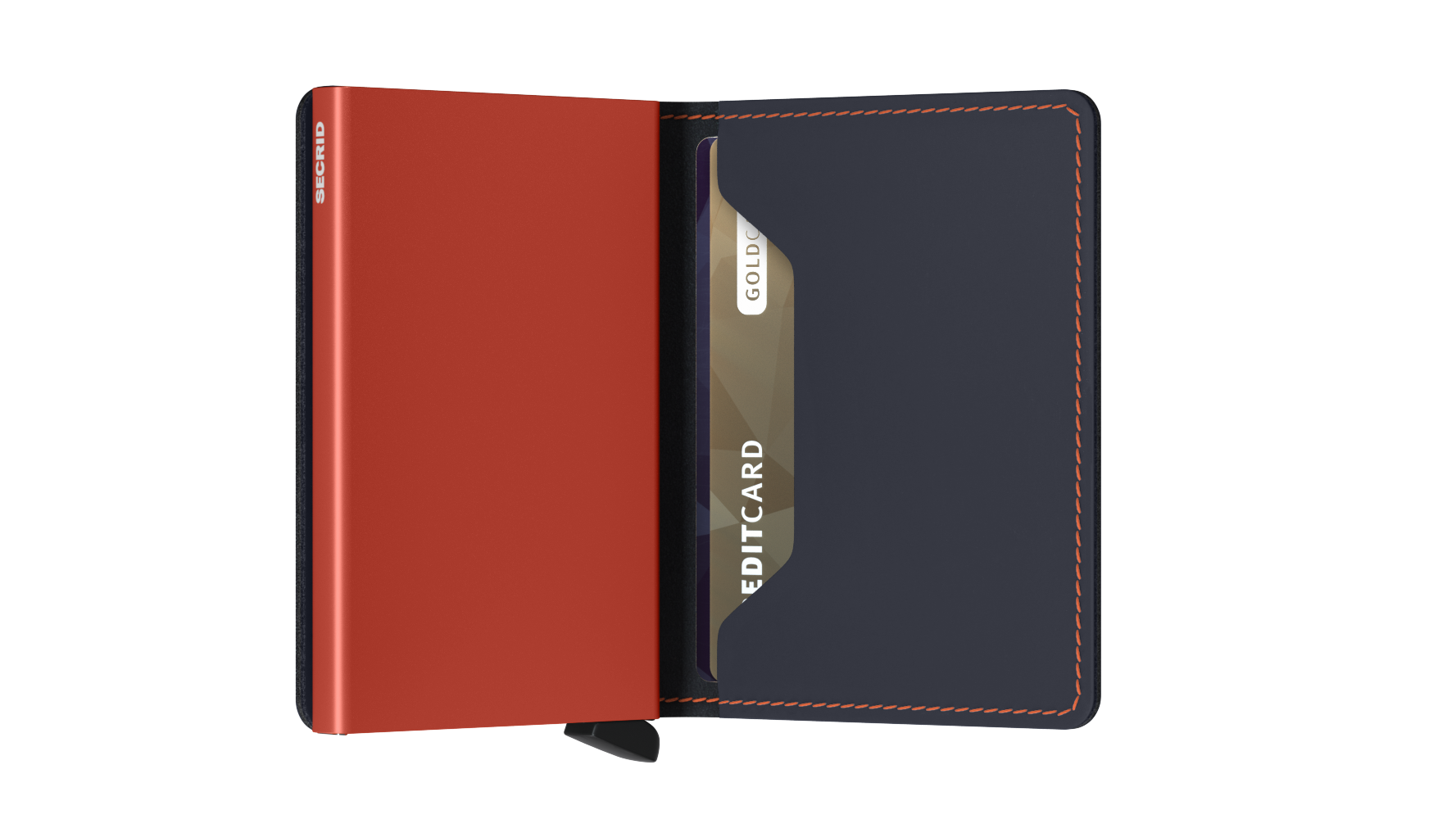 Secrid Slimwallet Matte Nightblue/Orange RFID Secure Authorized Dealer Slim-Wallet Genuine Leather