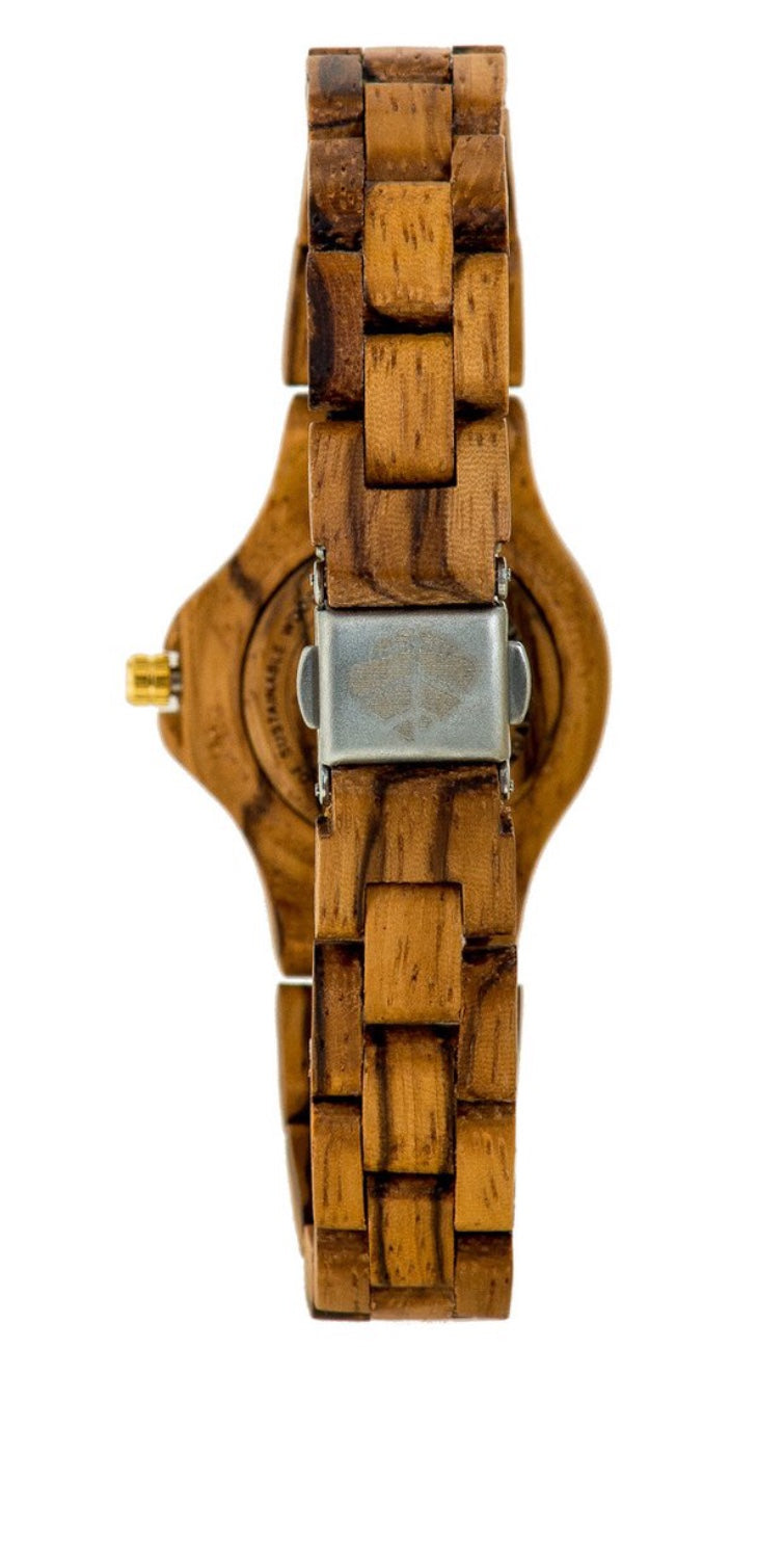 Tense wooden watch small northwest zebrawood women’s Hand Made