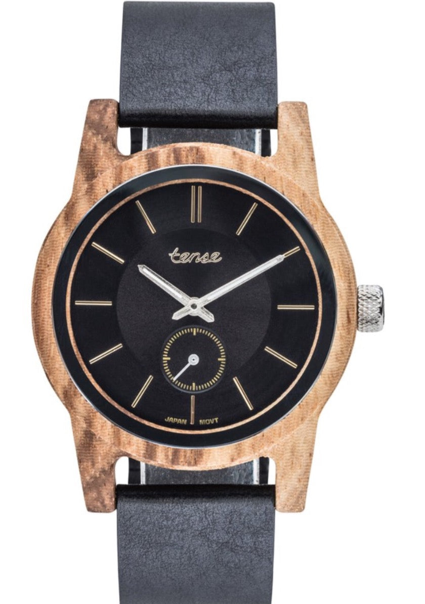 Tense Men’s Wooden watch zebrawood Hampton 2 premium Leather Hand Made