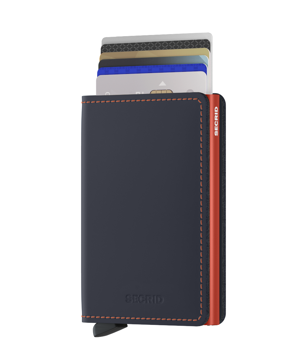 Slimwallet Matte Nightblue/Orange RFID Secure