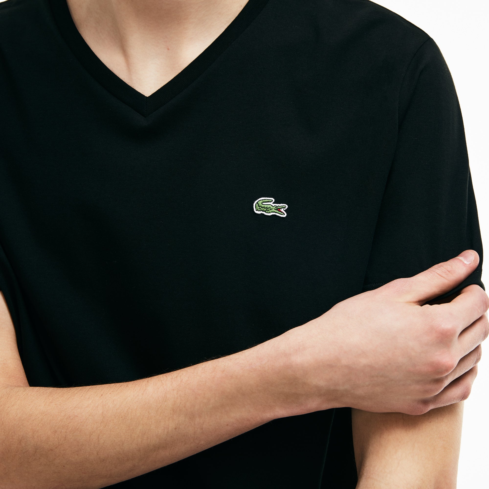 Lacoste black v outlet neck