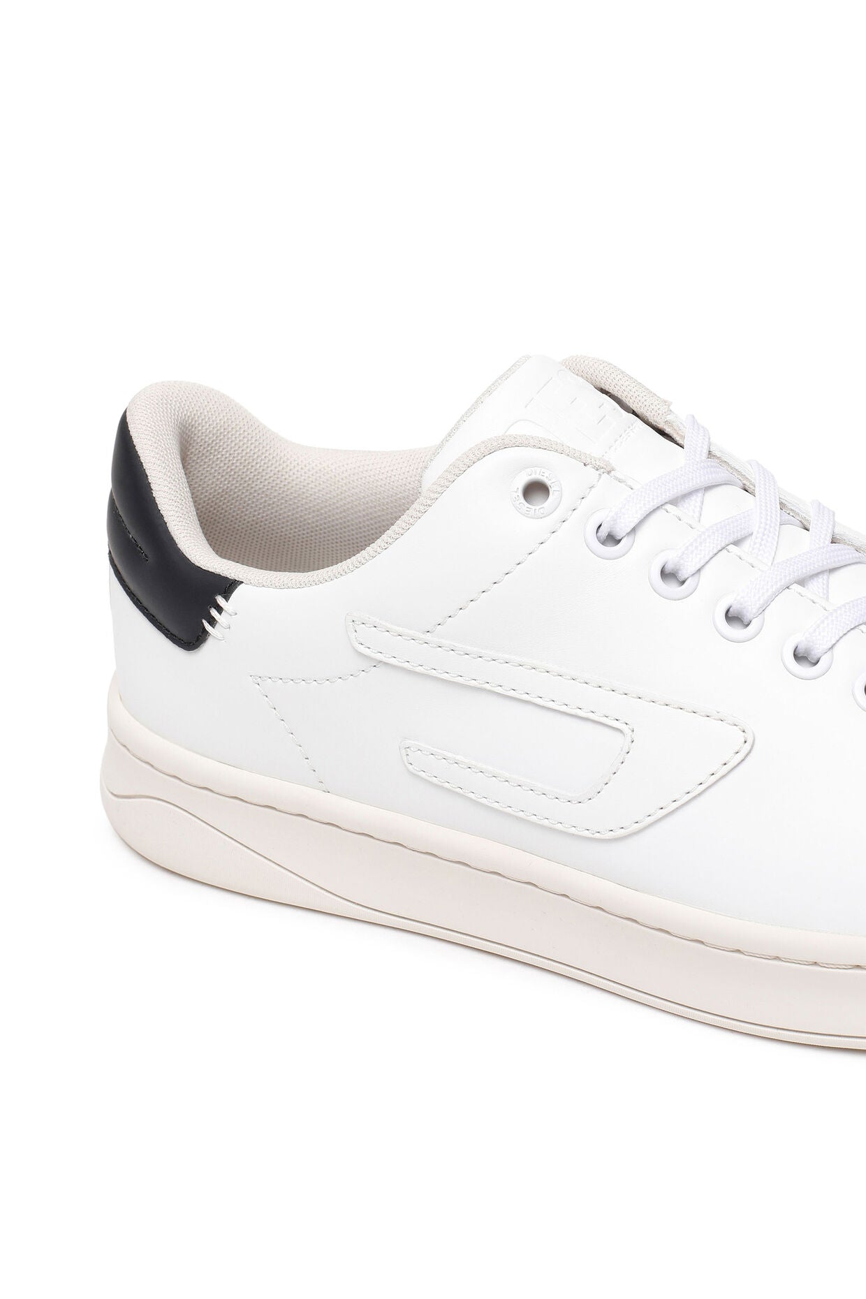 Low-Top Leather Sneakers with D Patch White/Black