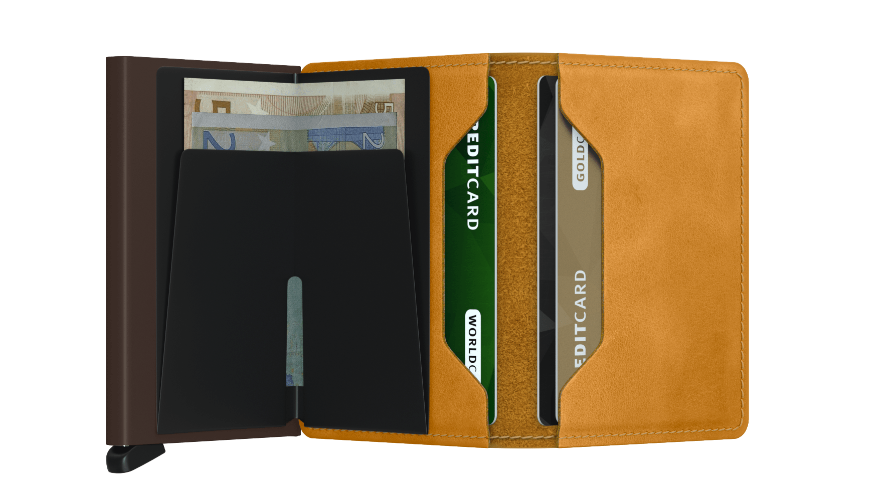 Slimwallet Vintage Ochre RFID Secure Authorized Dealer Leather Slim Wallet
