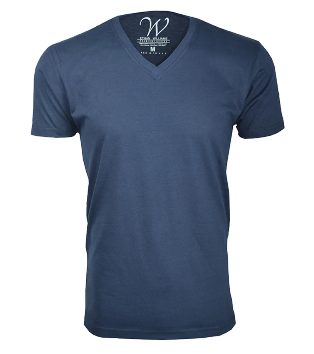 EWC Navy Blue Ultra Soft Sueded V-Neck T-Shirt