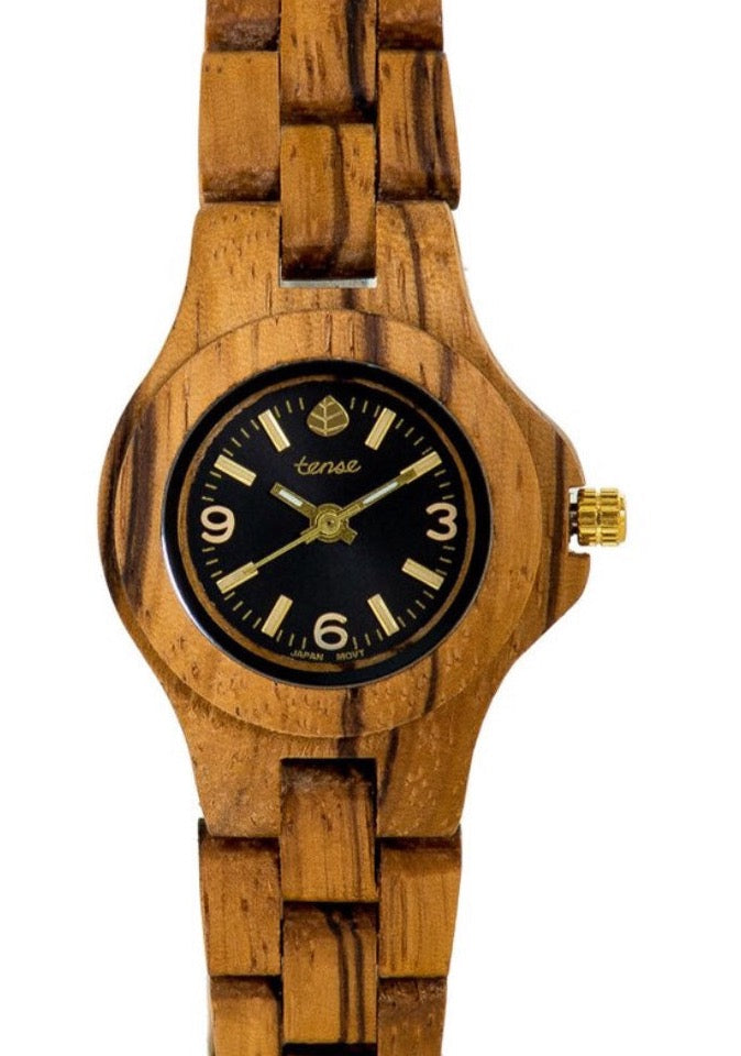 Tense wooden watch small northwest zebrawood women’s Hand Made
