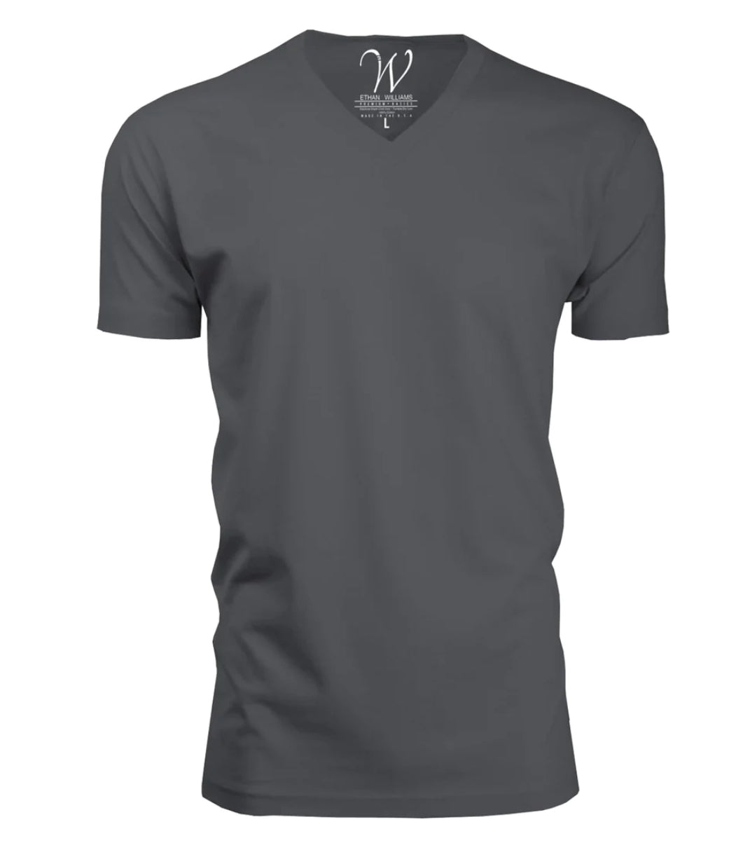 EWC Heavy Metal Grey Ultra Soft Sueded V-Neck T-Shirt