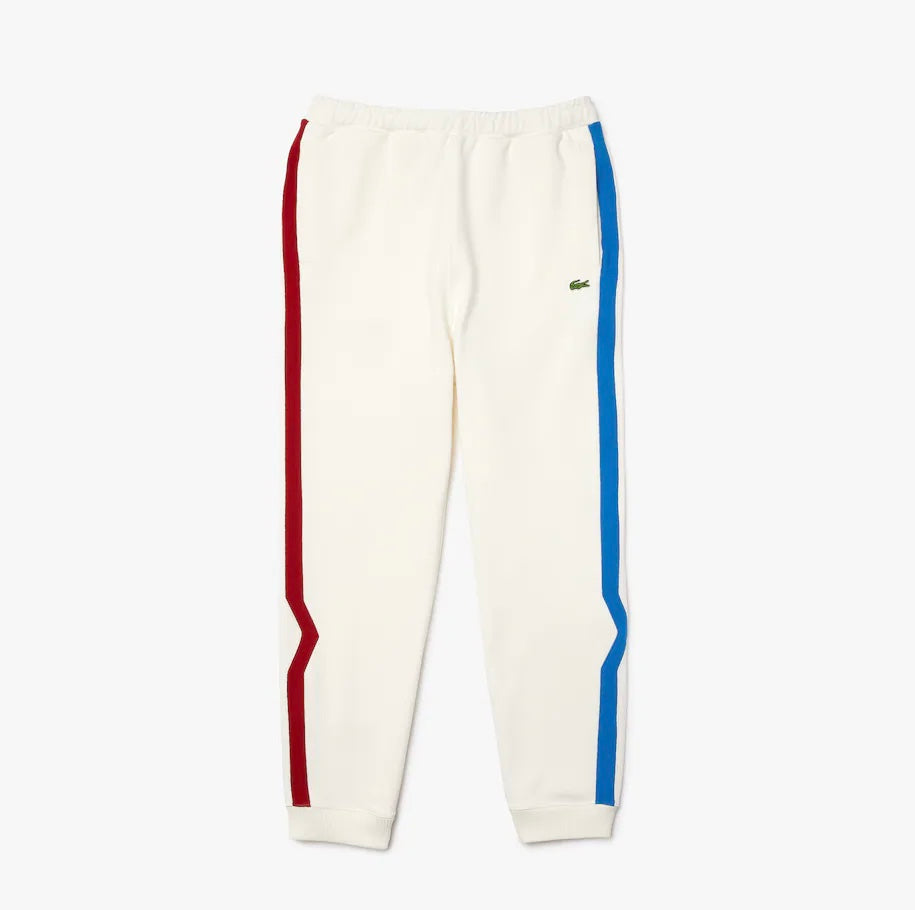Lacoste Men’s Made in France Organic Cotton Fleece Jogging Pants White/Red/Blue