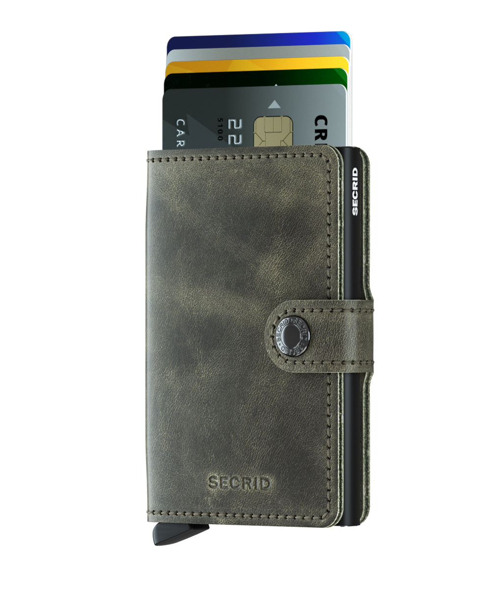Secrid Miniwallet Vintage Olive-Black RFID Secure  Leather Authorized Dealer-mini-wallet