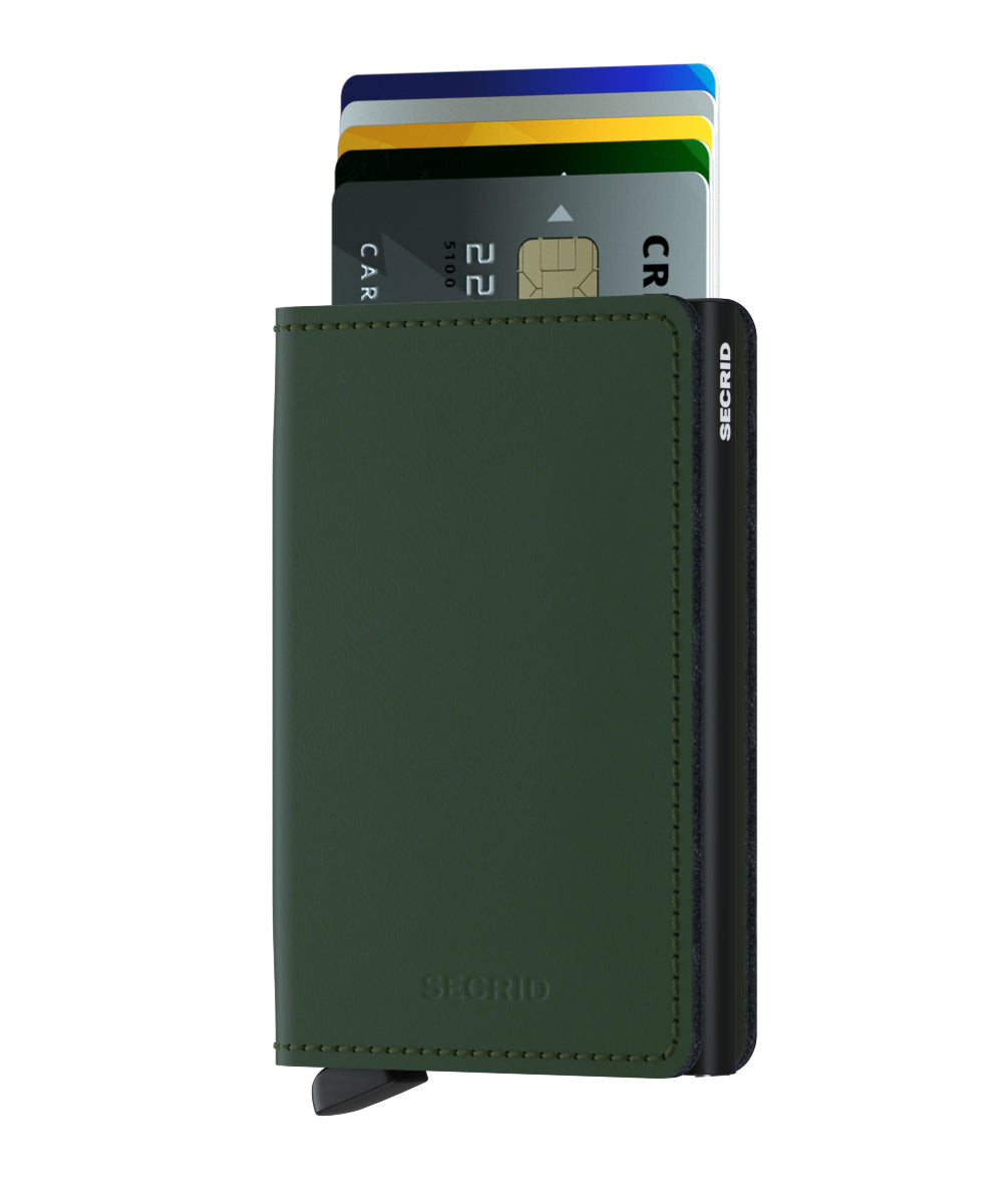 Secrid Slimwallet Matte Green/Black RFID Secure Wallet-authorized dealer Leather
